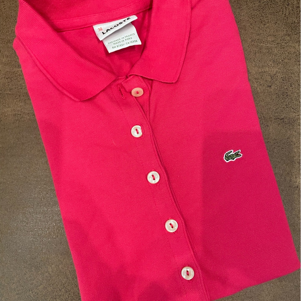 Little girls Lacoste pink polo size 38
